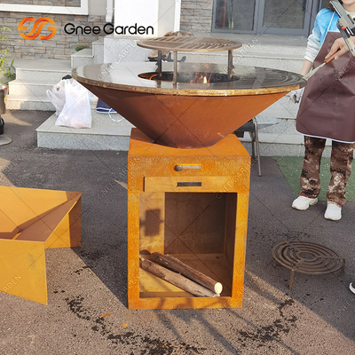 Le feu antique résistant à cuire extérieur Pit Corten Metal Barbecue de gril de BARBECUE