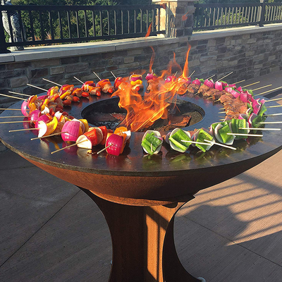 Barbecue à charbon de bois Barbecue extérieur en acier Corten Fire Pit avec gril de cuisson