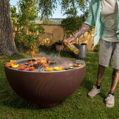 BARBECUE en acier extérieur de mine du feu de 1000mm Corten avec l'anneau adapté aux besoins du client de gril