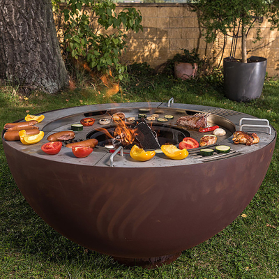 BARBECUE en acier extérieur de mine du feu de 1000mm Corten avec l'anneau adapté aux besoins du client de gril