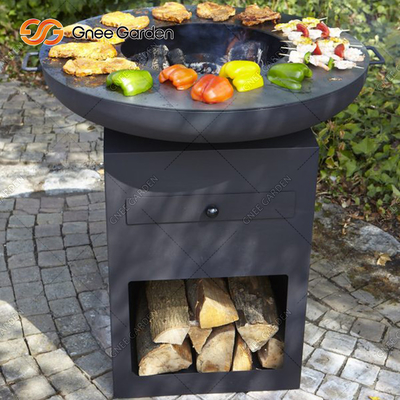 Cuisine extérieure de patio faisant cuire le gril en acier de barbecue de charbon de bois de Corten fait sur commande