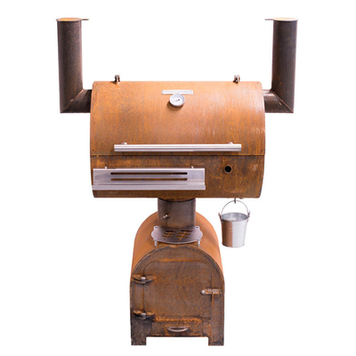 Fumeur en acier extérieur de charbon de bois de gril du feu de BARBECUE de Corten avec le plat de gril de Plancha de cercle