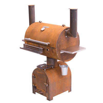Fumeur en acier extérieur de charbon de bois de gril du feu de BARBECUE de Corten avec le plat de gril de Plancha de cercle