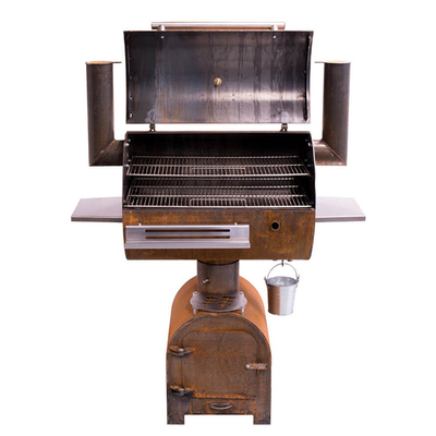 Fumeur en acier extérieur de charbon de bois de gril du feu de BARBECUE de Corten avec le plat de gril de Plancha de cercle