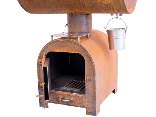Fumeur en acier extérieur de charbon de bois de gril du feu de BARBECUE de Corten avec le plat de gril de Plancha de cercle
