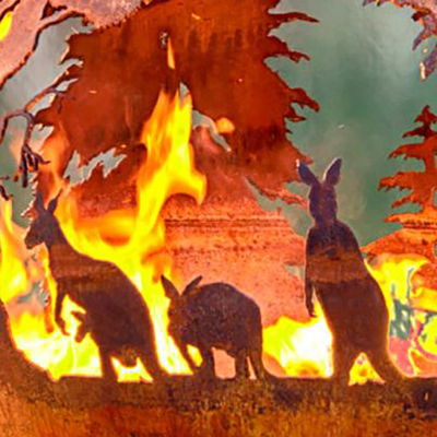 Le feu en acier épais Handcrafted Pit And Water Bowl Sphere de 100cm Corten a formé