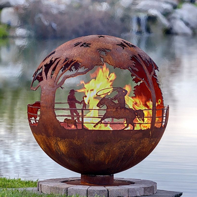 le feu en acier Pit Handcrafted Corten de globe décoratif de 900mm