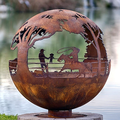 le feu en acier Pit Handcrafted Corten de globe décoratif de 900mm