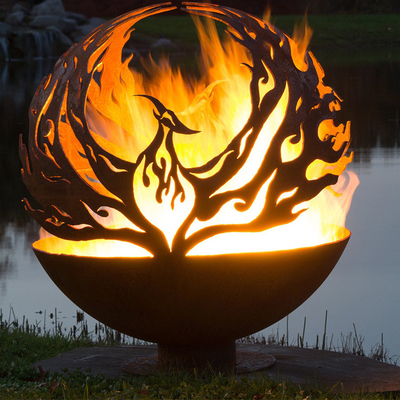 Conception Rusty Outdoor Metal Fire Ball de modèle de Phoenix en acier de Corten
