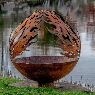 Conception Rusty Outdoor Metal Fire Ball de modèle de Phoenix en acier de Corten