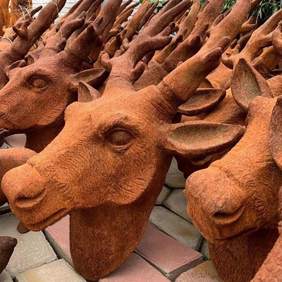 La taille de 18 pouces s'est rouillée fer de Lion Face Sculpture Unique Cast