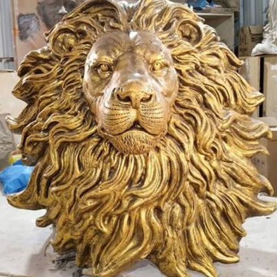 La taille de 18 pouces s'est rouillée fer de Lion Face Sculpture Unique Cast
