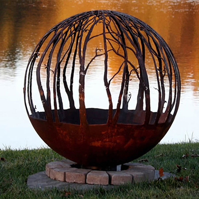 Bois extérieur brûlant le feu en acier Pit Round Custom de sphère de Corten