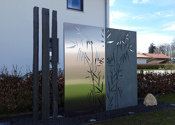 Le bambou modèle des ornements de jardin en métal que le laser a coupé décoratif extérieur de panneaux d'acier de Corten