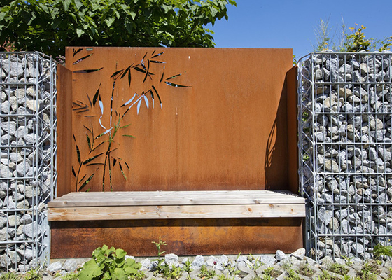 Le bambou modèle des ornements de jardin en métal que le laser a coupé décoratif extérieur de panneaux d'acier de Corten
