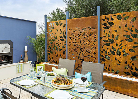 Conception Rusty Corten Steel Privacy Screens 600*1200mm décoratifs de chêne