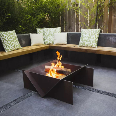 Le feu brûlant Pit Table Portable en bois en acier détachable de Corten 510mm