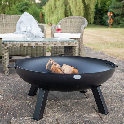 Le feu en acier Pit Round Outdoor Fire Bowl de Corten de jardin noir moderne