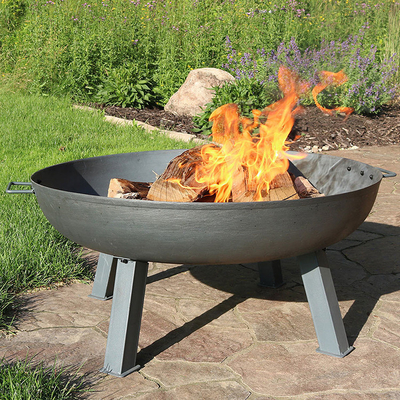 Le feu en acier Pit Round Outdoor Fire Bowl de Corten de jardin noir moderne