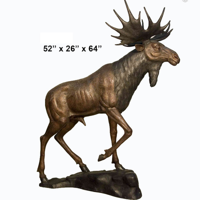 Sculptures en bronze en orignaux extérieurs de 52 pouces avec la certification de la CE