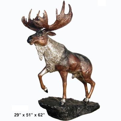 Sculptures en bronze en orignaux extérieurs de 52 pouces avec la certification de la CE