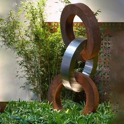 Sculpture à la maison en décor de sculpture en acier anticorrosion en Corten avec l'acier inoxydable