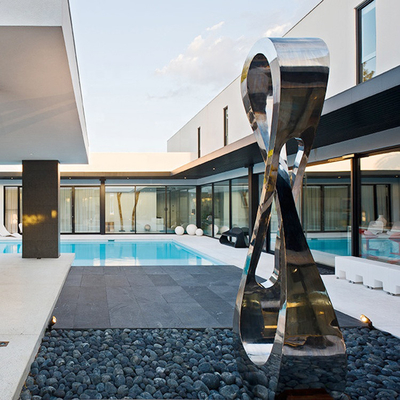 Le GV approuvent la sculpture abstraite moderne 2mm en acier inoxydable de point de repère profondément