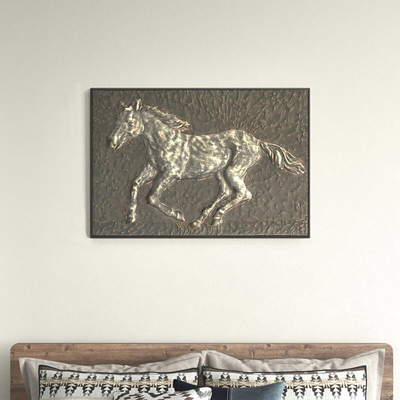 Mur fonctionnant Art Decor Embossed Panels en métal de 38 de pouce chevaux de décoration intérieure