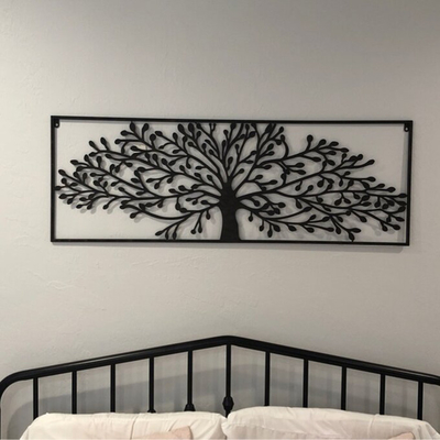Art rectangulaire de mur de chêne pesé par lumière en métal 48 pouces