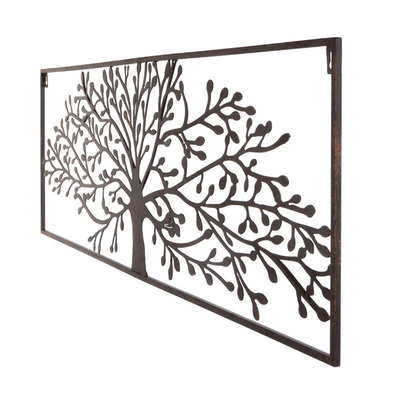 Art rectangulaire de mur de chêne pesé par lumière en métal 48 pouces