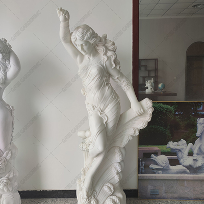 La main extérieure de sculpture en jardin de pierre de marbre blanche naturelle a découpé
