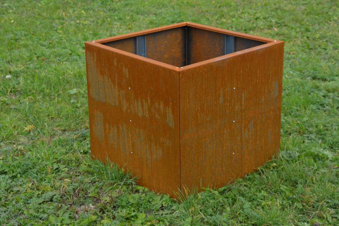 Pots antiques extérieurs d'usine en métal de support de plante en pot de pot de fleur de rectangle de petit planteur en acier de base de conception simple