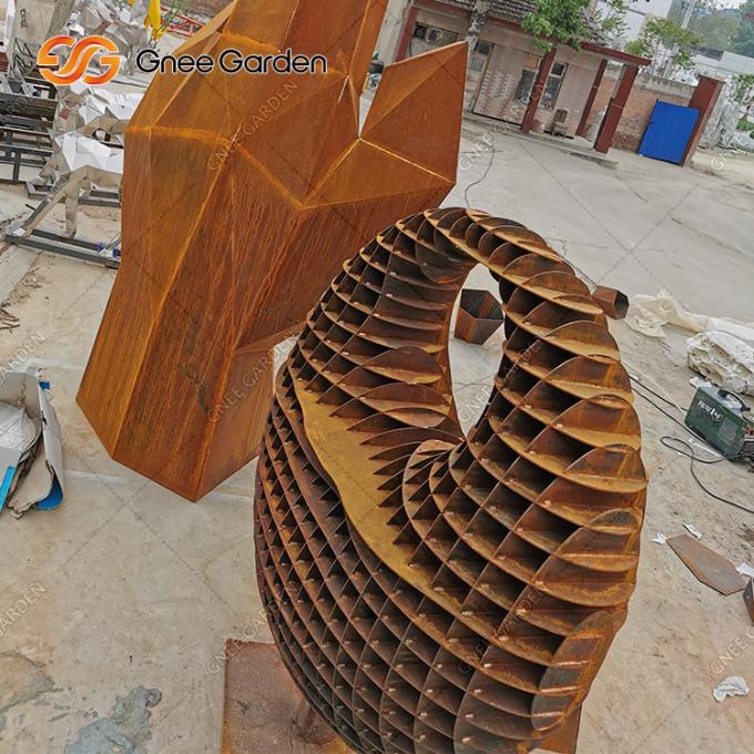 Sculpture en acier en Corten de jardin d'abrégé sur moderne extérieur de grande taille décor