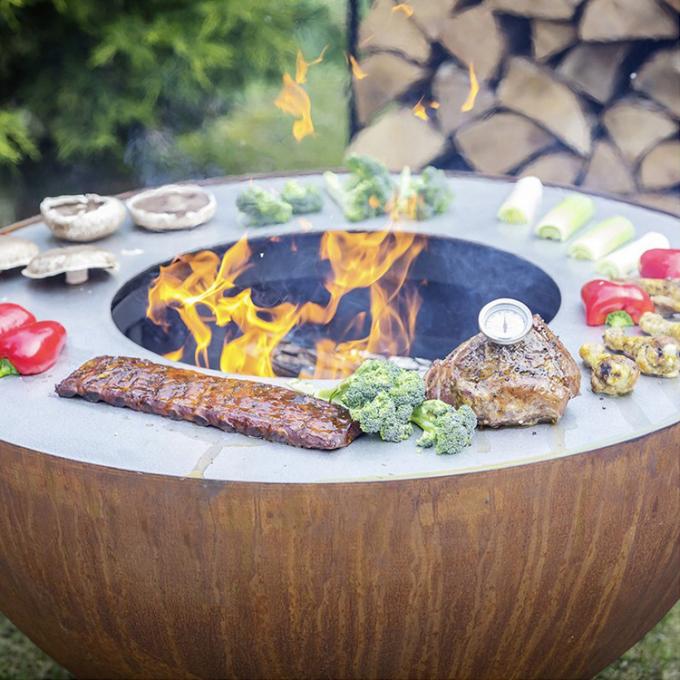 Barbecue sans fumée en acier de Corten Firepit de brasero brûlant en bois de barbecue