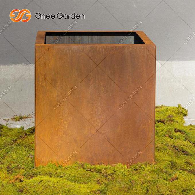 Planteur extérieur en métal de Corten de fleur planteur en acier géométrique de pot de grand