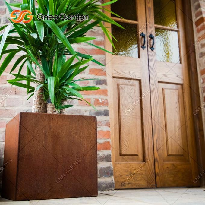 Boîte rectangulaire d'usine de long de jardin de Corten de fleur de pot planteur extérieur en acier carré fait sur commande en métal