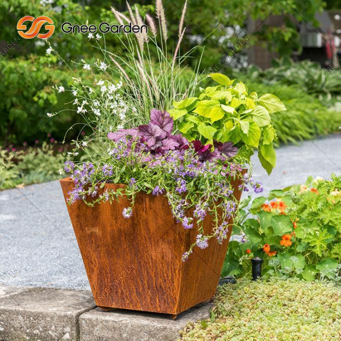 Pots de fleur directs de boîte de planteur d'usine et planteurs extérieurs augmentés en acier de jardin de Corten