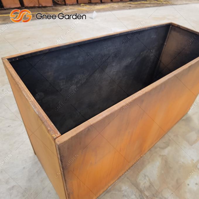 Planteurs extérieurs détachables en acier rectangulaires en acier rustiques en métal de Corten de pot de fleur de Corten