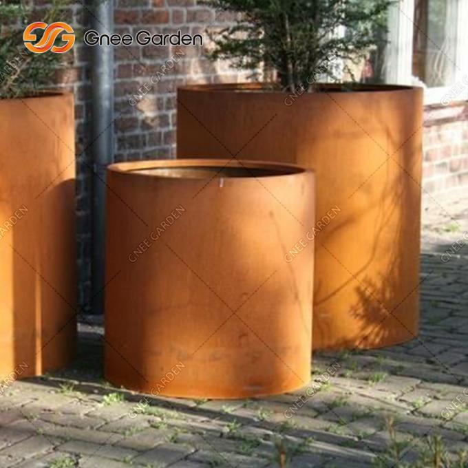 A annoncé le planteur extérieur rectangulaire en métal de fleur de pots de Corten d'usine en acier ronde d'arbre
