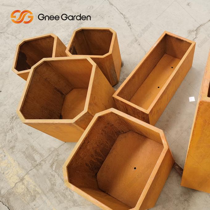 Planteur de Corten survivant à la boîte en acier de planteur en métal de Corten de paysage extérieur rustique résistant de jardin
