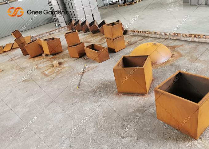 Planteur en acier de Corten de nouveau de style de place de forme en métal de fleur jardin cubique de pot pour Graden