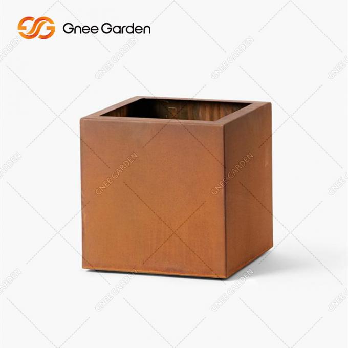 Boîte extérieure en acier de planteurs de couleur de rouille de Corten de conception de la Chine de Corten d'acier en métal de grands planteurs supérieurs de jardin