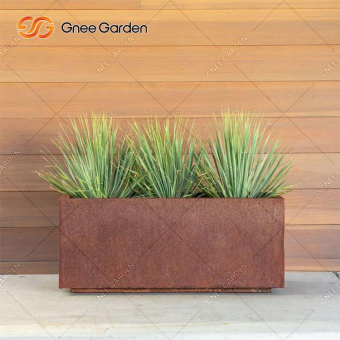 Pot de fleur avec le métal avec du bois solide et le planteur en acier composé de Corten de support de pot de fleur de support de pot de bois de construction