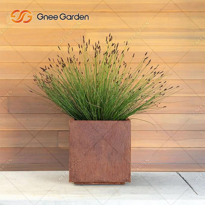 Pot de fleur avec le métal avec du bois solide et le planteur en acier composé de Corten de support de pot de fleur de support de pot de bois de construction