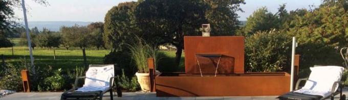 Conception à la mode extérieure de jardin de GV Corten de fontaines en acier de piscine