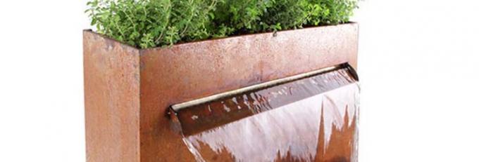 Le jardin en acier multifonctionnel en métal de cascade de Corten ornemente la caractéristique de l'eau avec le planteur