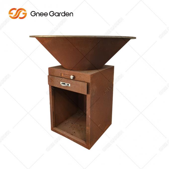 La partie extérieure brûlante en bois populaire de barbecue de brasero de rouille corten les grils en acier de barbecue