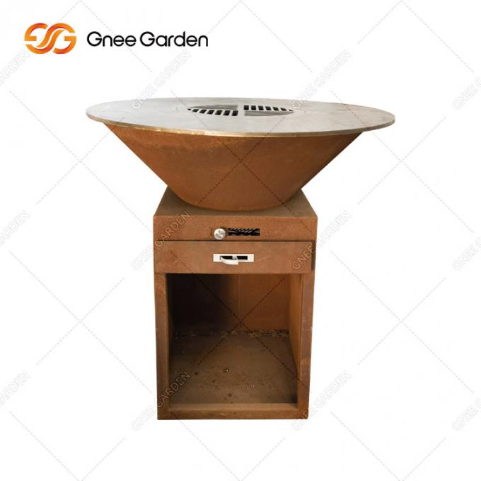 La partie extérieure brûlante en bois populaire de barbecue de brasero de rouille corten les grils en acier de barbecue