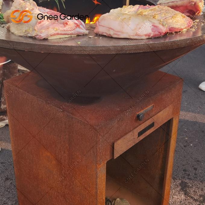 Personnel de fonctionnement extérieur en acier brûlant en bois de Pit Barbecue Grill Charcoal Bbq du feu de Tableau de BARBECUE de Corten