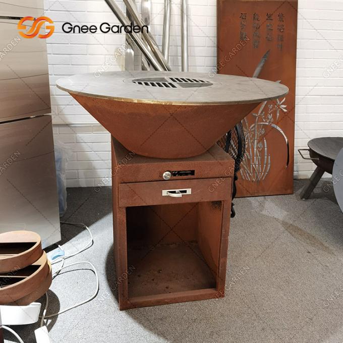 Cuisson des services d'emballage en acier de gril de BARBECUE de mine du feu de Corten de rouille extérieure de jardin de gril